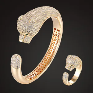 Zlxgirl Luxury Brand leopard Animal Bangle with ring sets Women Jewelry sets copper love bangle and ring bridal Accessories Zlxgirl Luxury Brand leopard Animal Bangle with ring sets Women Jewelry sets copper love bangle and ring bridal Accessories
