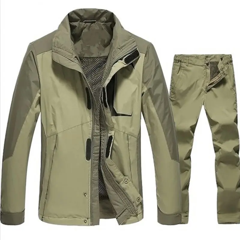 army color Осенний походный костюм, Мужская Треккинговая куртка, штаны, Новое мужское пальто для рыбалки, для улицы, Jaqueta, для кемпинга, для походов, спортивная куртка, ветровка, наборы - Цвет: army color