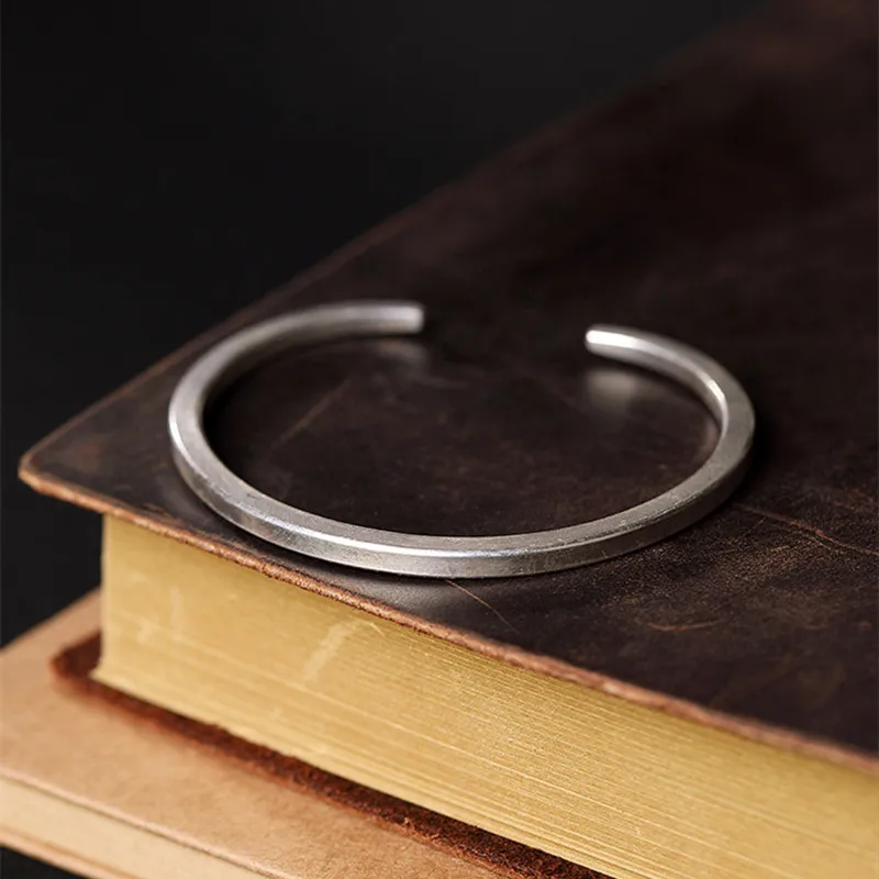 Uglyless 100% Real Solid 925 Sterling Silver Square Bangles for Women Geometric Thin Open Simple Bracelets Fine Jewelry | Украшения и