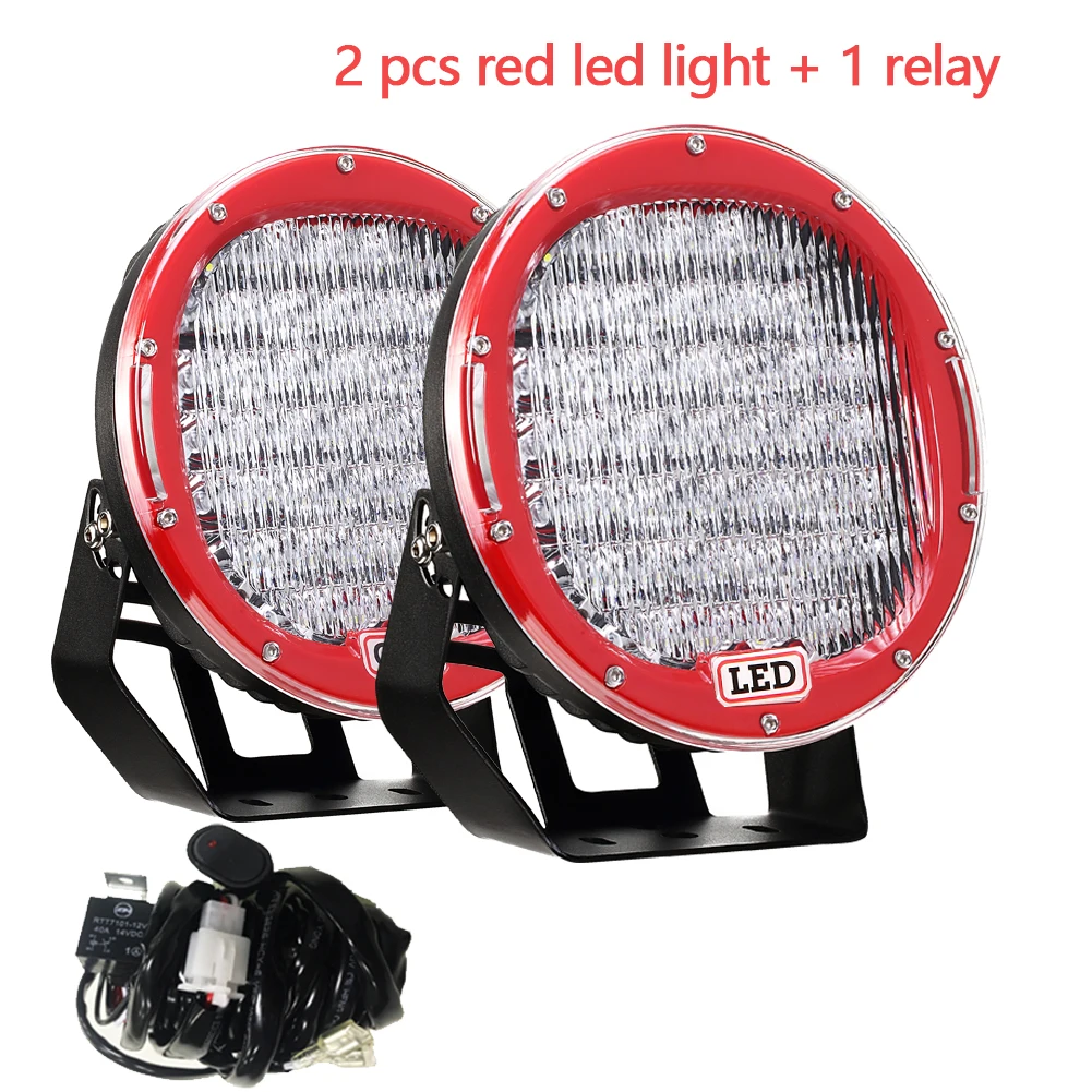 2 red light 1 relay Adzoon светодиодный вождения светильник 9 дюймов 225 Вт Автомобильные Лампы 12V 24V LED пятно света потока для 4WD 4x4 грузовик с прицепом, внедорожник Лодка ATV - Цвет: 2 red light 1 relay