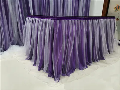 violet and white Тюлевая юбка-пачка для стола, вечерние, свадебные, для украшения дома, банкета, юбка для стола, скатерть - Цвет: violet and white