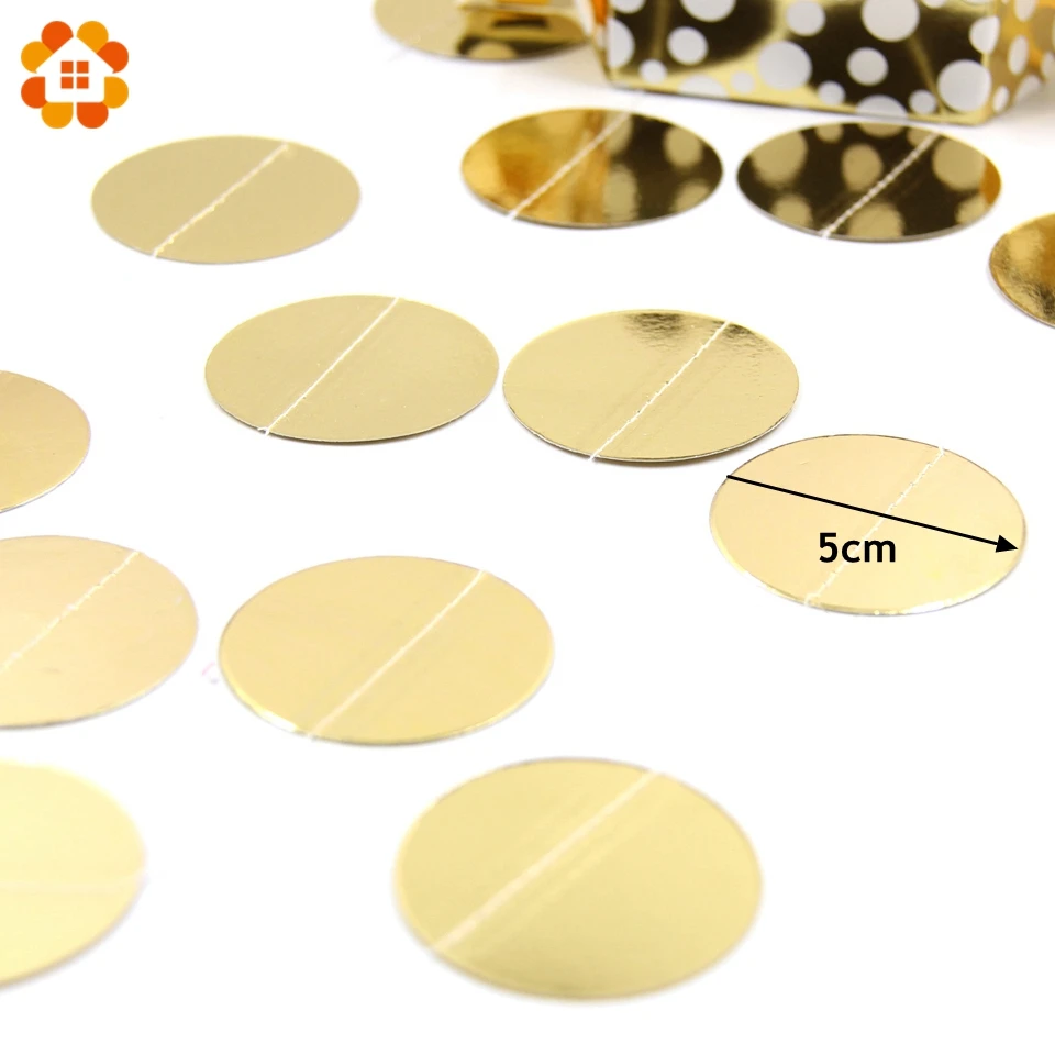 2 шт. м Золотая и серебряная круглой формы подвесная бумага гирлянда Цветочная