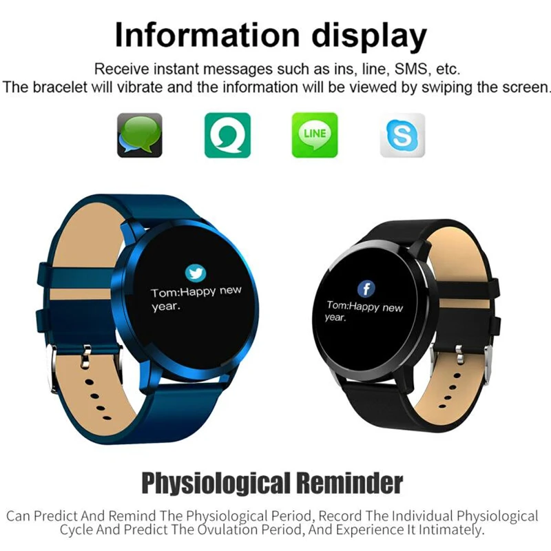 GOLDENSPIKE Q8 Смарт часы OLED цветной экран Smartwatch Женская мода фитнес трекер монитор сердечного ритма IP67 водонепроницаемые часы
