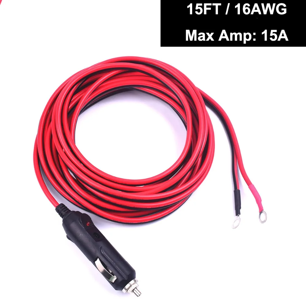 

12v/24v Premuim прикуриватель штепсельная Вилка для сырого кабеля ушко терминал удлинитель адаптер 15FT/15A Сверхмощный шнур питания