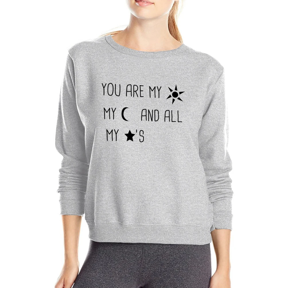 Женский свитшот с надписью You Are My Sun Moon And Star флисовые толстовки капюшоном kawaii