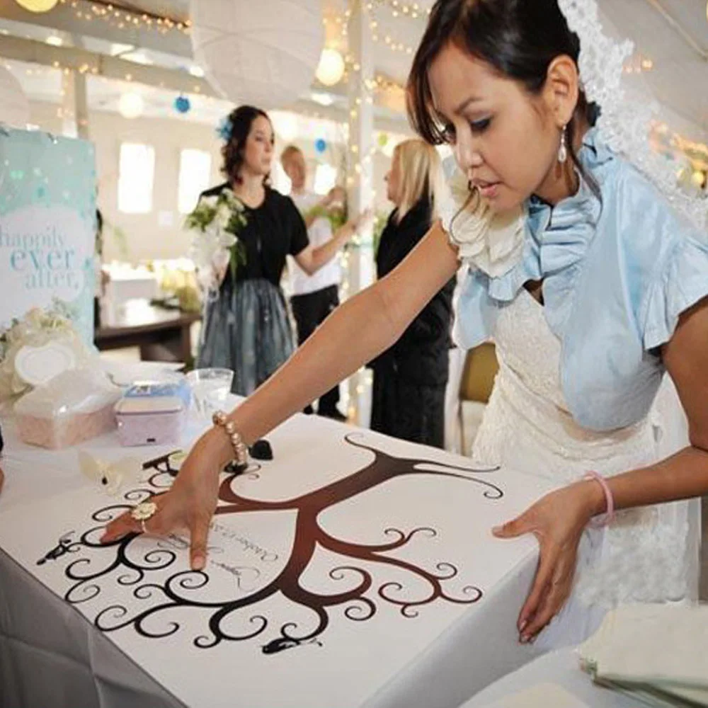 Отпечатков пальцев Подпись Холст Картины Розовое Дерево Свадебный Подарок