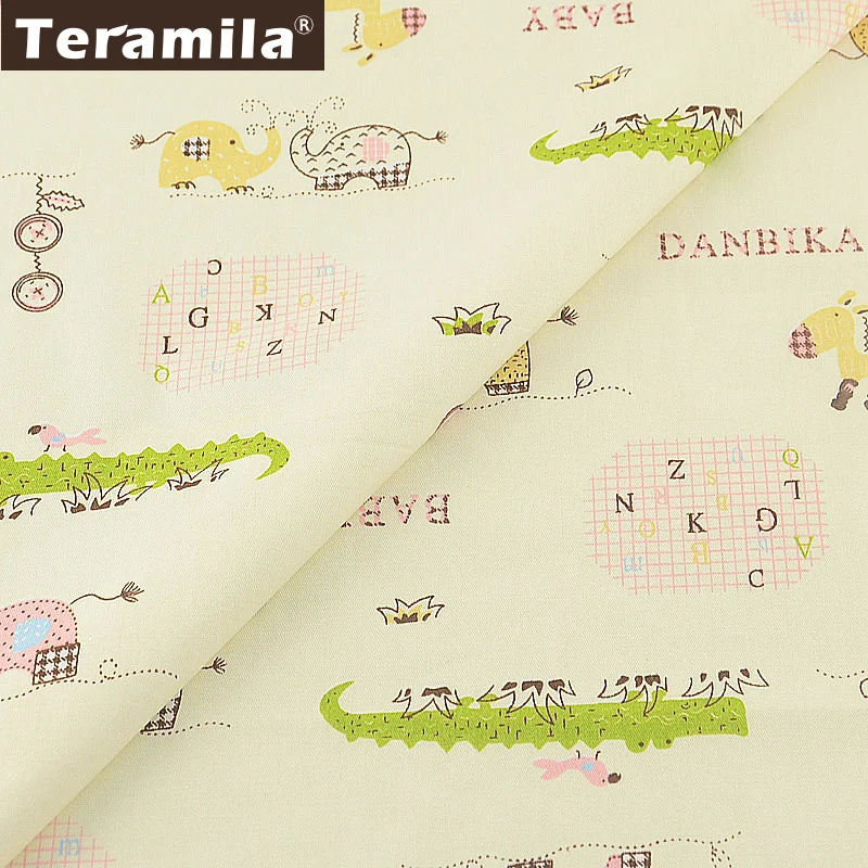 Teramila детская ткань 100% хлопок Мультяшные животные стиль бежевый твил швейный