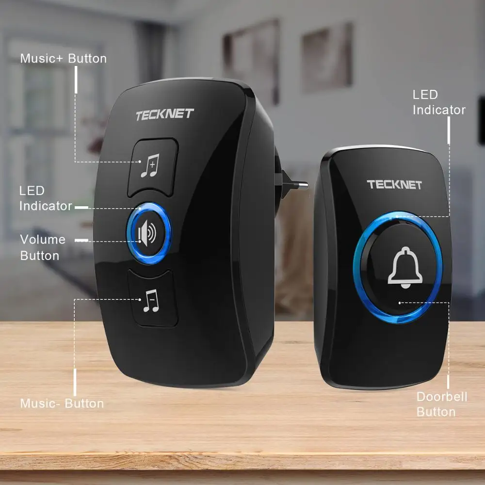 TeckNet беспроводной водонепроницаемый дверной звонок 250 м пульт дистанционного