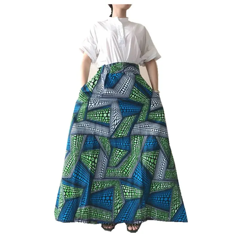 Новая африканская юбка для женщин 100% хлопок из парафинированной ткани длинная