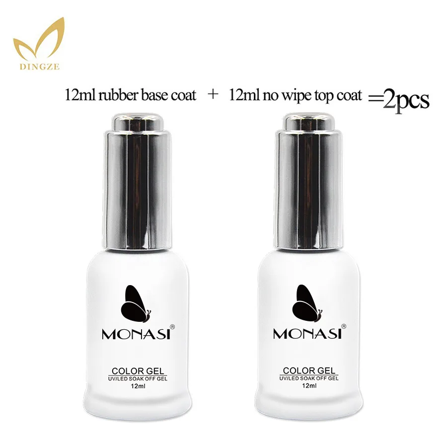 Base coat top gel 2 шт Базовое покрытие и верхнее покрытие набор 12 мл гель лак для ногтей замачиваемый долговечный базовый и верхний гель лак MICHEY - Цвет: Base coat top gel