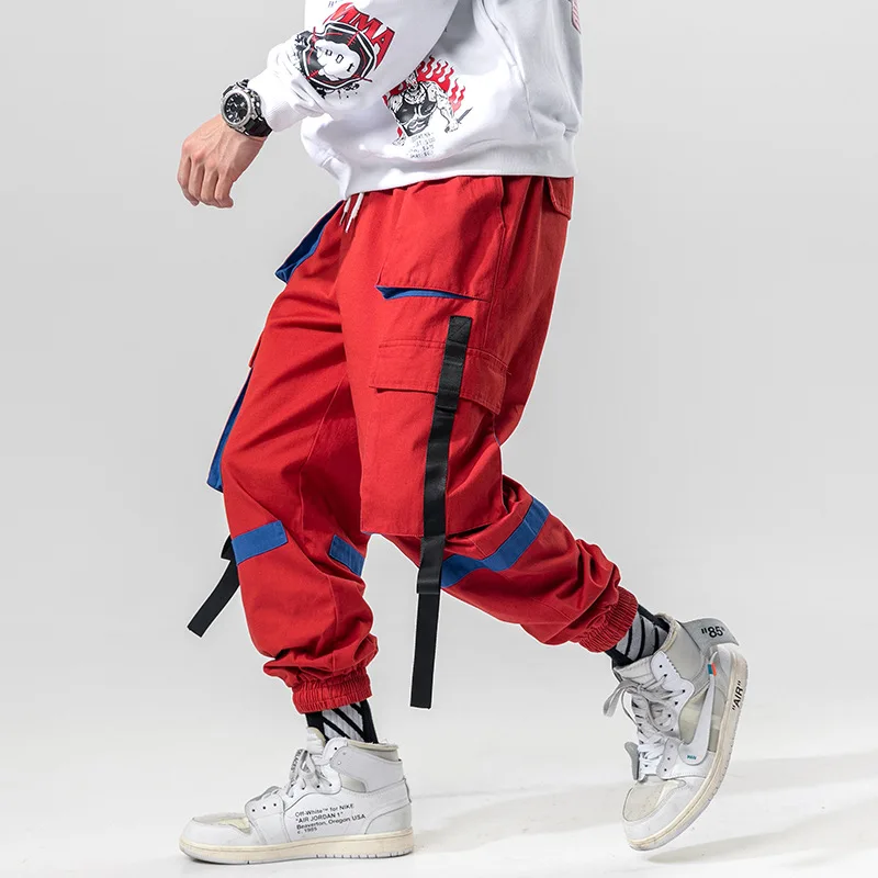 Мужские шаровары с боковыми карманами повседневные брюки для бега в стиле