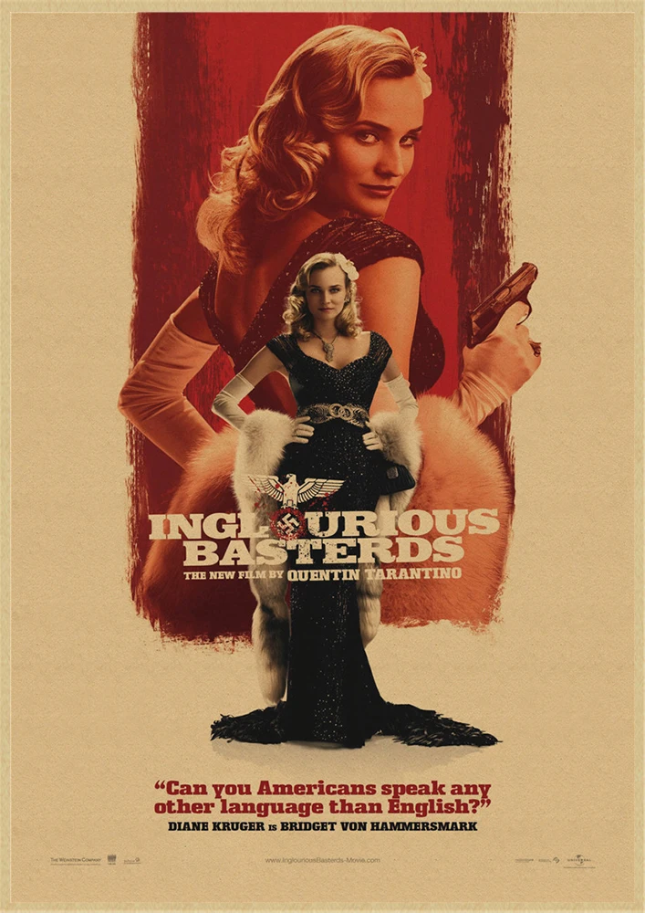 Inglourious Basterds Квентин Тарантино Классические фильмы домашний интерьер украшения Крафт Фильм плакат рисунок core наклейки на стену
