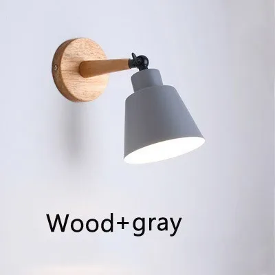 Wood gray Деревянный светодиодный настенный светильник, современный настенный светильник в скандинавском стиле, прикроватные Настенные светильники для спальни - Цвет абажура: Wood gray