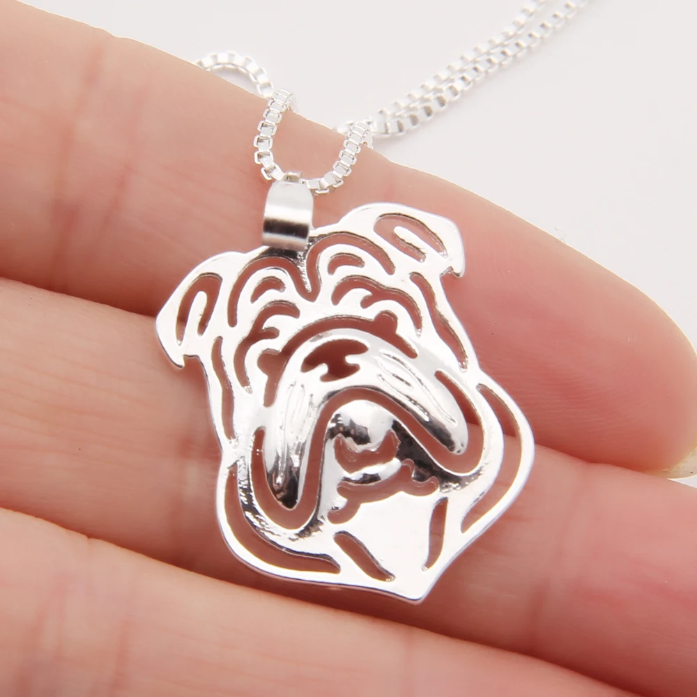 

1pcs Bulldog Necklace 3D Cut Out Puppy Dog Lover Pendant Memorial Necklaces & Pendants Christmas Gift 2043 Lead Free