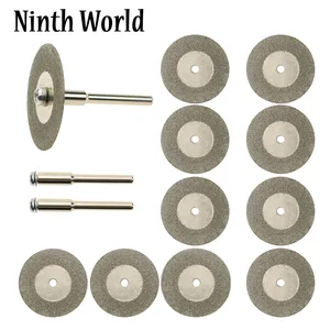 Алмазное лезвие для мини-пилы, 10 шт., 30 мм, серебряные режущие диски с 2 соединительными хвостовиками для дрели Dremel, роторный инструмент