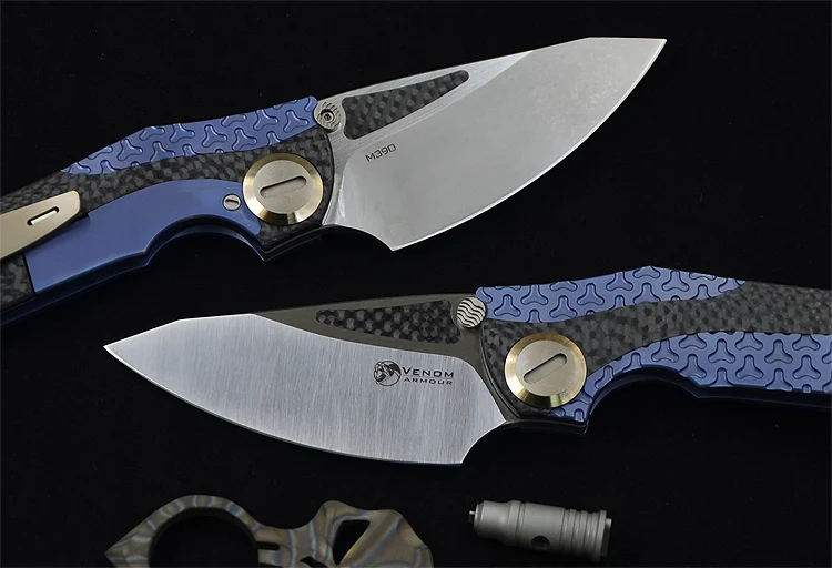 Складной нож VENOM M390 титановый для кемпинга и охоты карманный кухонный фруктов