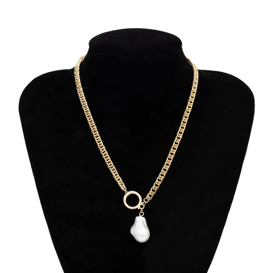Necklace IngeSight. Z богемный геометрический дизайн, округлый, Круглый чокер ожерелье воротник массивное ожерелье с подвеской из искусственного жемчуга женское ювелирное изделие для девушек - Окраска металла: Necklace