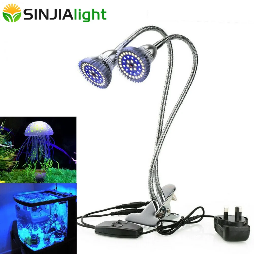 

Aquarium Light For Fish Tank Plants 24W Aquatic Plant Grow Lights White Blue LED Aquarium Lamp Dual Head with Clip Phytolamp