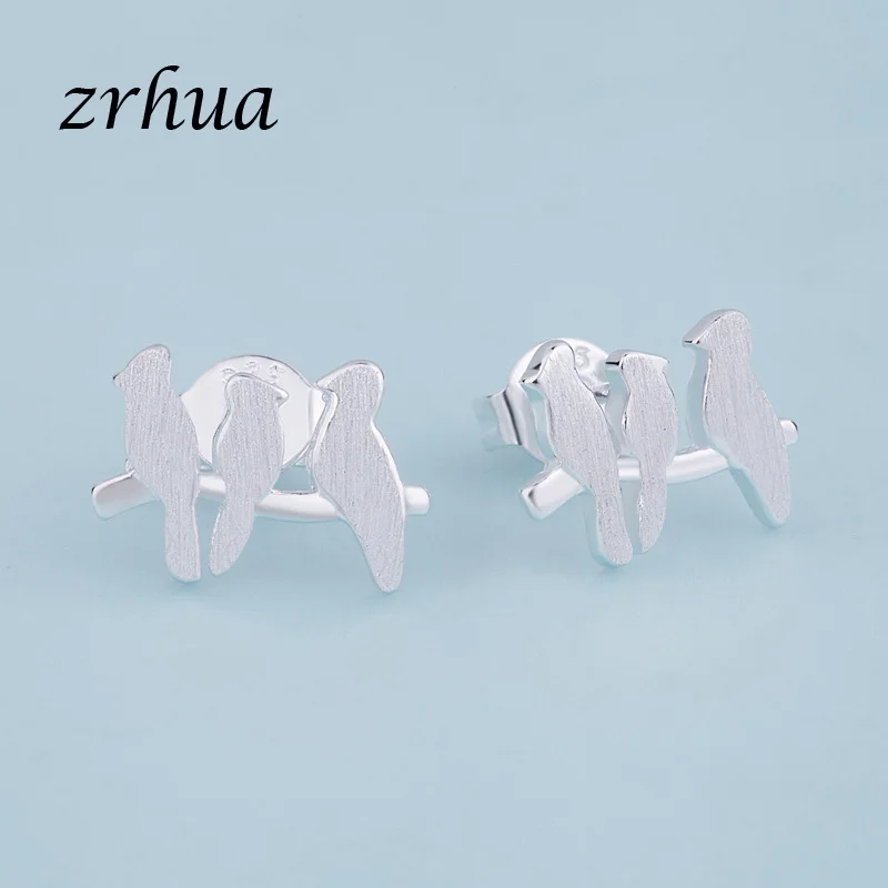 bird ZRHUA, новинка 925, серебряные милые элегантные серьги-гвоздики для женщин и девушек, маленькие подарки, горячая Распродажа, 925, ювелирное изделие с штампом, женские серьги для вечеринки - Окраска металла: bird