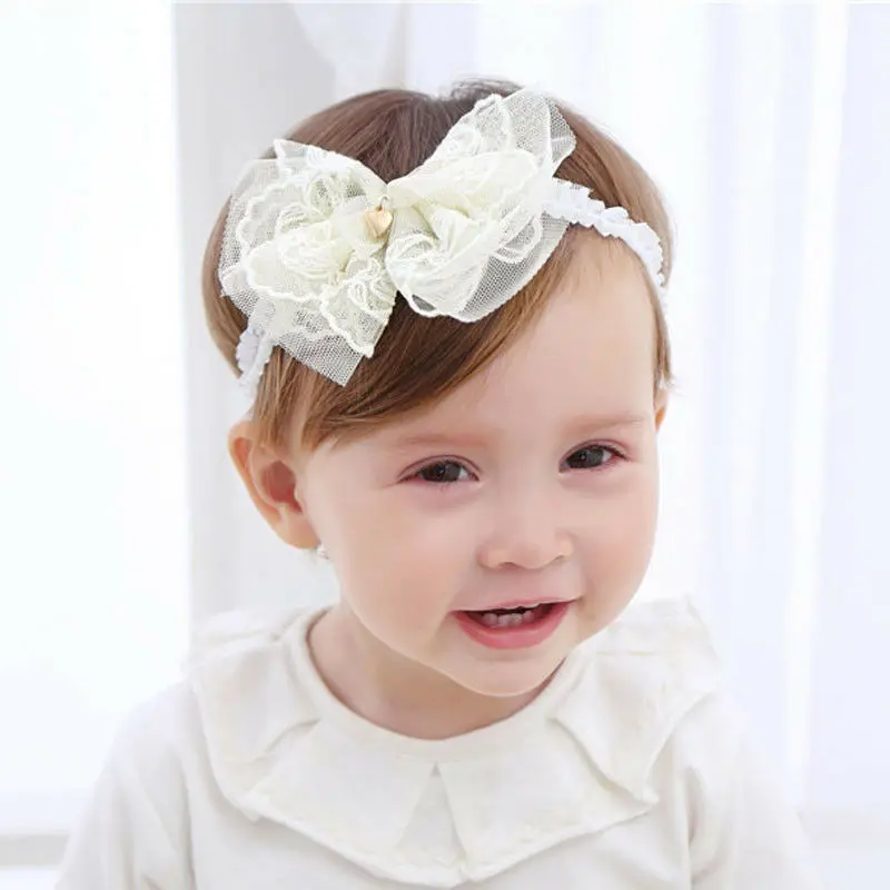 Big Bow-knot Baby Headband Lace High Elastic Kids Hair Accessories Toddler Cute Flower Band Pink Bows 2019 New | Детская одежда и