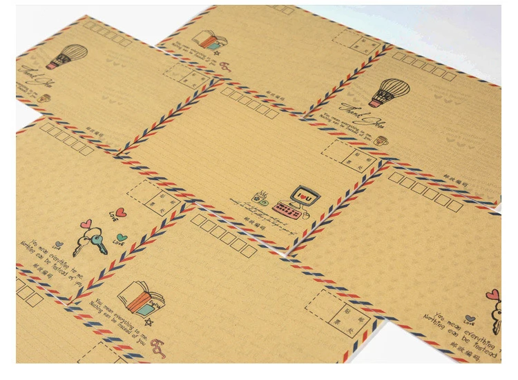16 шт./лот, винтажный большой конверт, открытка, письмо, канцелярские товары, бумага, Авиапочта, Ретро стиль, для школы, офиса, подарки, крафт-конверты