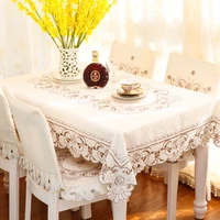 hapibeihpb new hot elegant polyester satin embroidery floral tablecloths handmade embroidered flower table cloth cover overlays