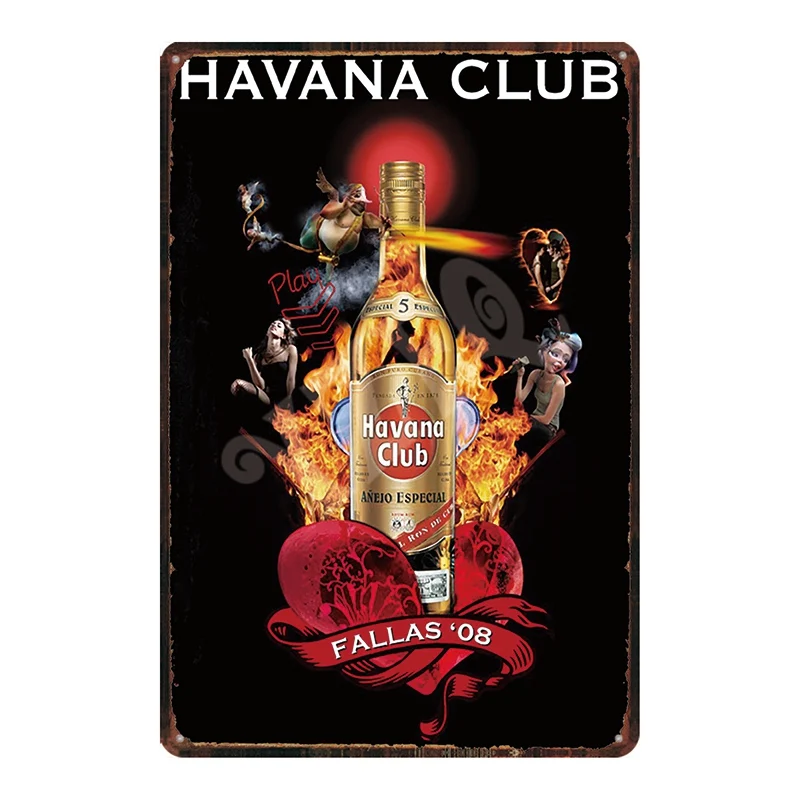 Пивная металлическая тарелка Havana Club с жестяными знаками потертая шикарная