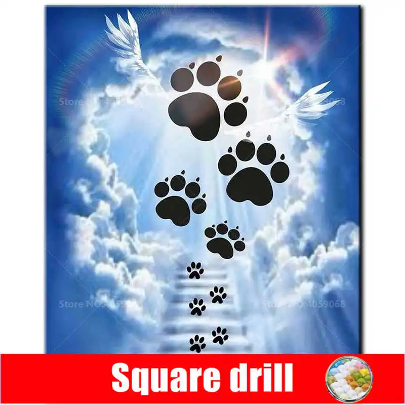Square drill 5D алмазная вышивка, небо, собаки, полная дрель, квадратные/круглые стразы, Алмазная мозаика, вышивка крестиком, подарок 605A - Цвет: Square drill