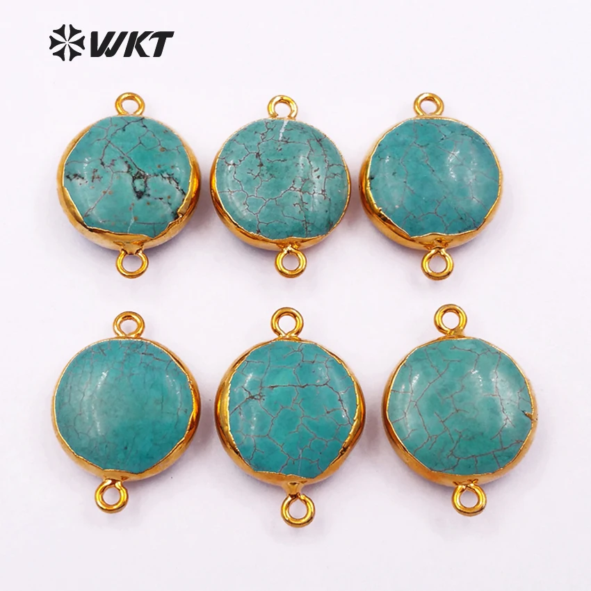 WT-C215 Wholesale Custom Natural Green Holite Stone Round Conectors Graceful Unique For Fashion Jewelry Making | Украшения и