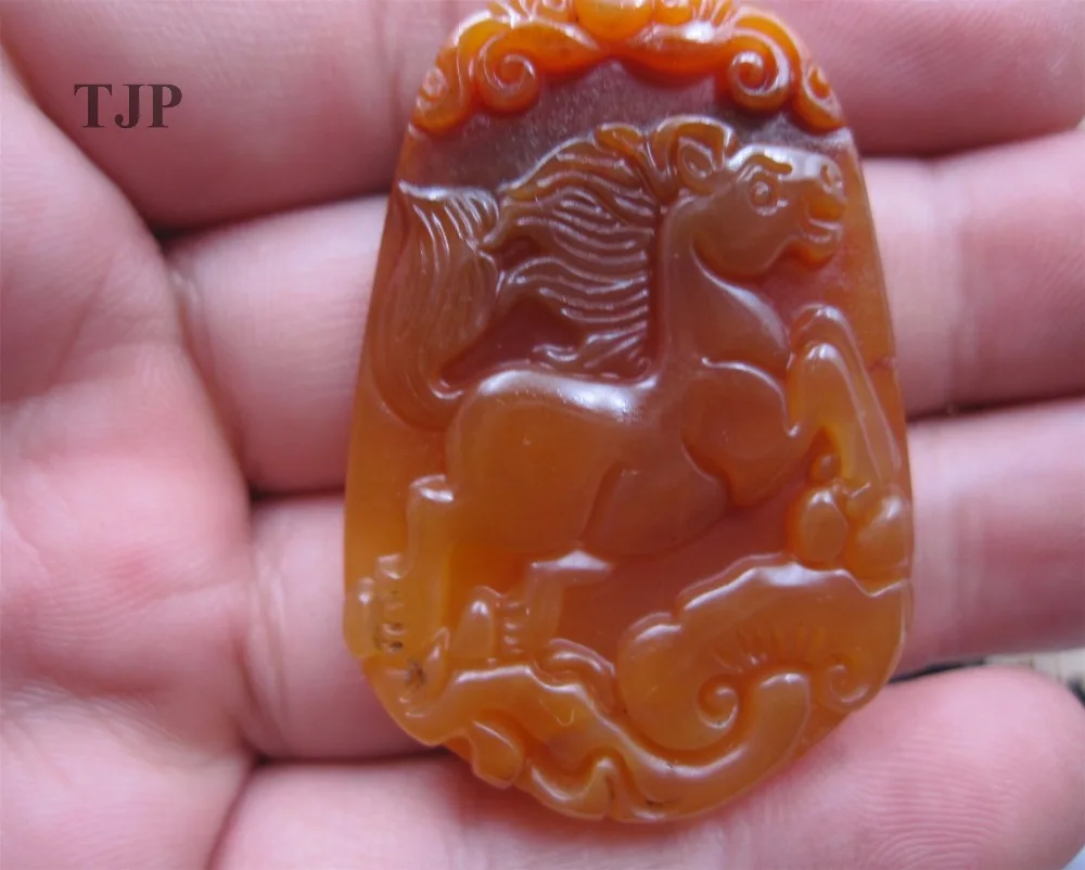 Натуральный HUANGLONG jade isabelline carven lucky Китайский Зодиак Лошадь Подвеска с