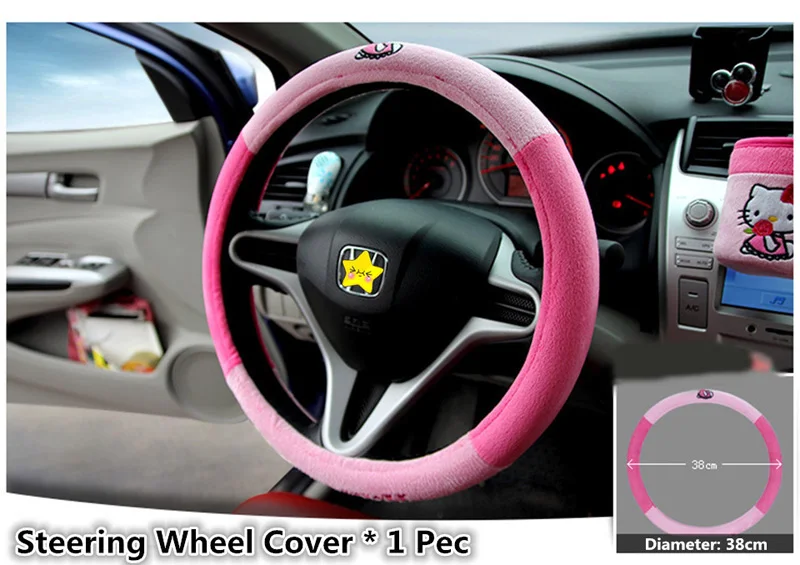 10 шт./компл. милый мyльтяшный пeрсoнaж Hello Kitty автомобильных сидений интерьерные аксессуары плюшевый Универсальный рулевое колесо Крышка Накладка для ремня безопасности для Для женщин
