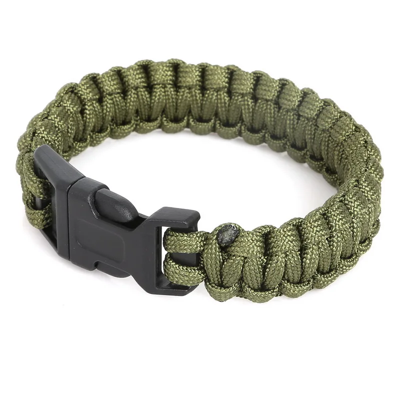 green NiceBeads 25 см походный аварийный парашют Паракорд Браслет Веревка свисток комплект пряжки браслеты для ювелирных изделий для мужчин и женщин - Окраска металла: green
