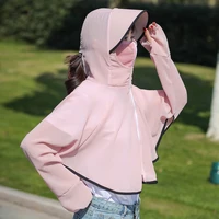 the new womens zipper short lightweight sunblock with a hood a solid color and a quick drying uv proof breathable skin coat