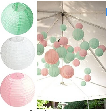 Набор из 6 смешанных розовых мятно зеленых Белых Бумажных шариков фонариков для