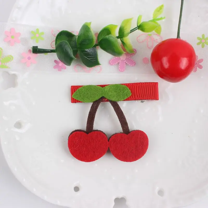 Cherry Заколка для волос с изображением фруктового мира, груши, яблока, клубники, арбуза, милые аксессуары для волос для девочек, заколки для волос для детей, 1 шт., BM083 - Цвет: Cherry