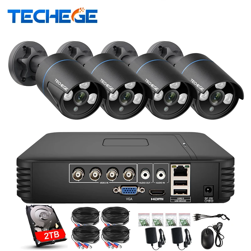Techege 4CH CCTV система 720P HDMI аналоговая камера высокого разрешения видеонаблюдения