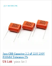 10 шт. CBB металлические Полипропиленовые пленочные конденсаторы фиксированный конденсатор 63V 100V 250V 400V 450V 630V доступны несколько значений