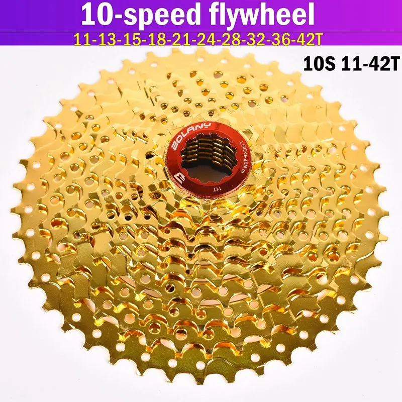 Gold Bolany 10S 30S скорость 11-50T 42T свободное колесо широкое соотношение велосипед горный велосипед маховик Cassete для M7000 M610 - Цвет: 10S 11-42T gold