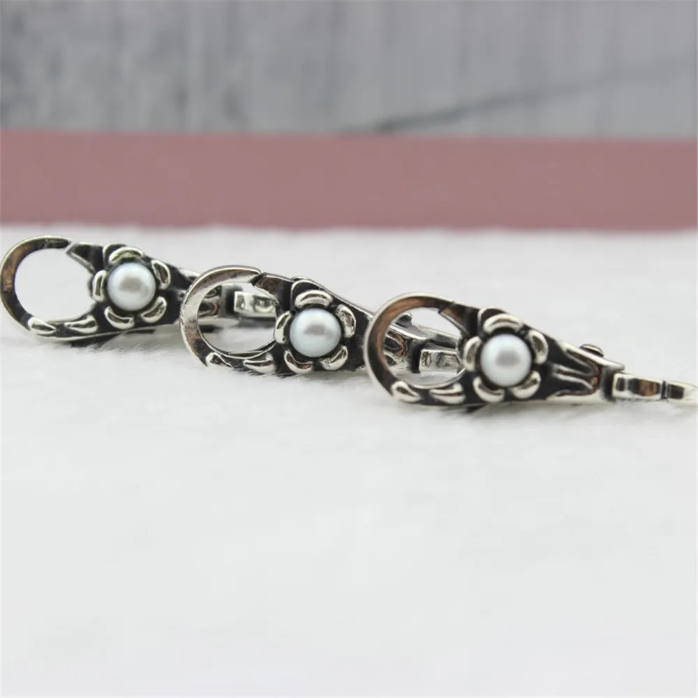 Mistletoe Genuine 925 Sterling Silver White Pearl Lock Lobster Clasp Fit European Troll Bracelet Jewelry | Украшения и аксессуары