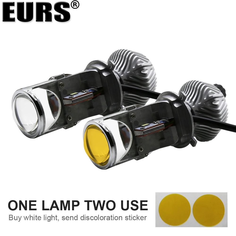EURS 2pcs H4/ 9003 LED hi-lo mini Projector lens headlight for car clear beam pattern 7000k no astigmatic lifetime warranty | Автомобили и