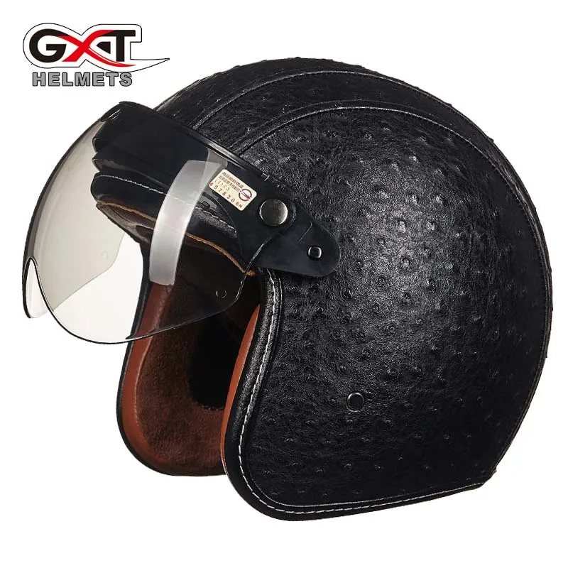 Мотоциклетный шлем GXT Ретро стиль мотоциклетный из искусственной кожи с крышкой