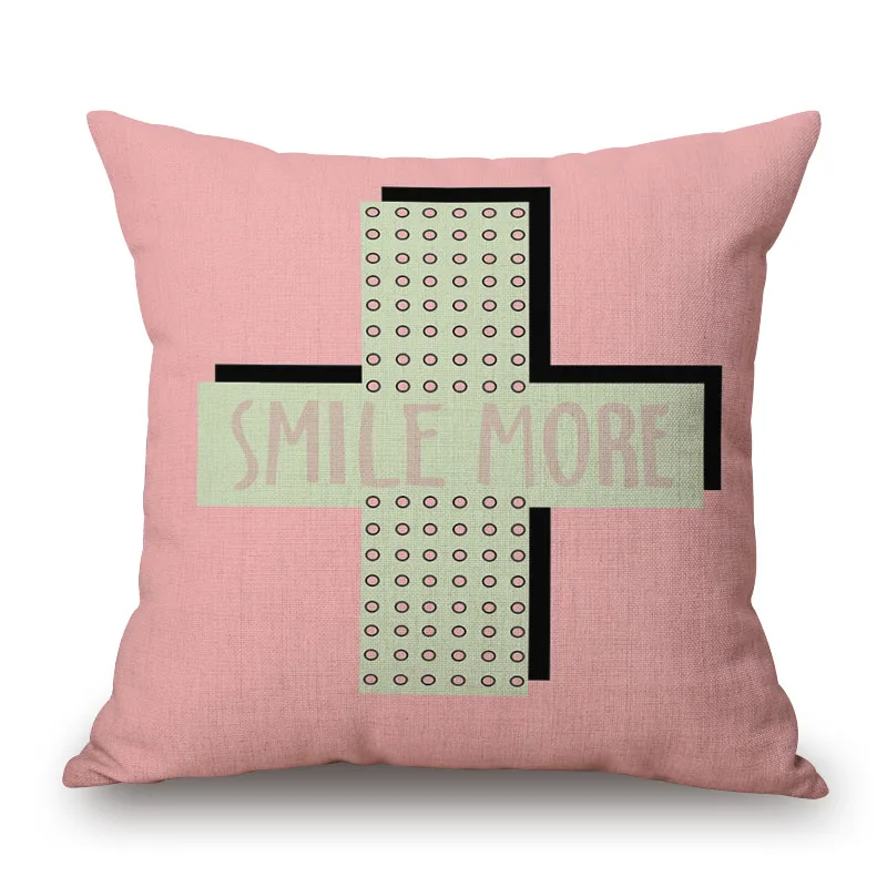 Розовый зеленый геометрический Наволочка просто сделай это льняная хлопковая