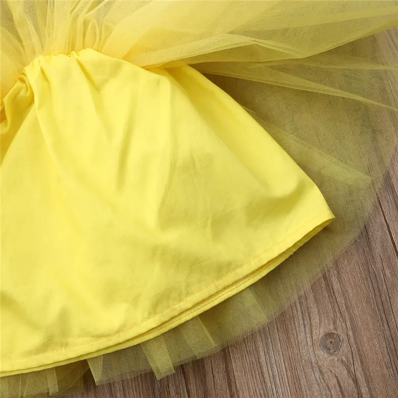 

Baby Girl Clothes Set Infant Outfit Toddler Princess Party Yellow Suit Bandeau Crop Top+Tulle Tutu Skirt+Headband 3pcs Summer