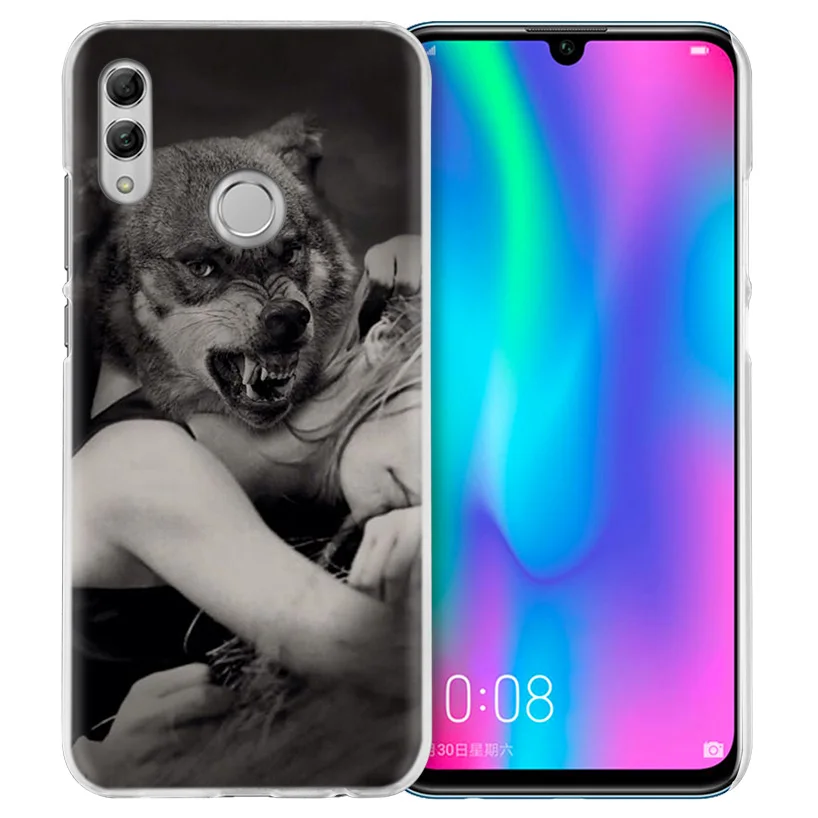 Девушка и чехол с волком для huawei Honor 8X Y9 9 10 Lite Play 8C 8S 8A Pro V20 20i 10i Y6 Y7 Жесткий PC Coque Capa чехол для телефона