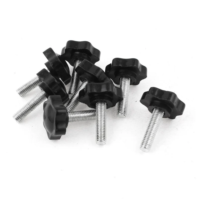 8 Pcs Black Spare Part M8 x 30mm Male Threaded Knurled Grip Star Knob | Screws