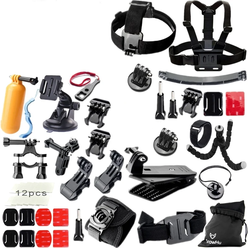 GS42F SnowHu, новинка, набор аксессуаров для Gopro hero, монопод для Go pro hero 8, 7, 6, 5, 4, для EKEN, H9, для xiaomi, для Yi, 4 K, Lite, EVA, чехол GS42 - Цвет: GS42F
