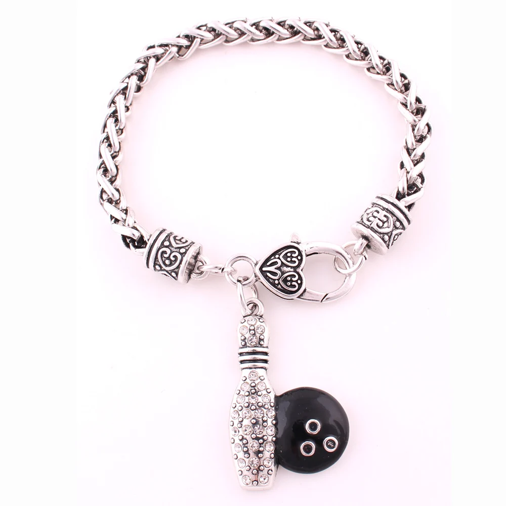 Булавка для боулинга черный прозрачный кристалл модный серебряный