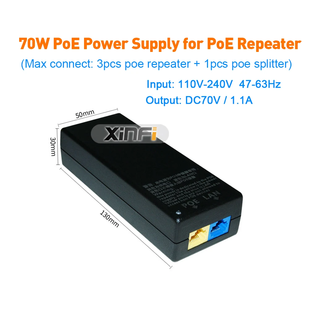 XINFI 24-70 в DC вход 12V2A выход PoE сплиттер/расширитель/ретранслятор DC 5,5*2,1 Для ip-камеры/AP Каскадный режим простая установка