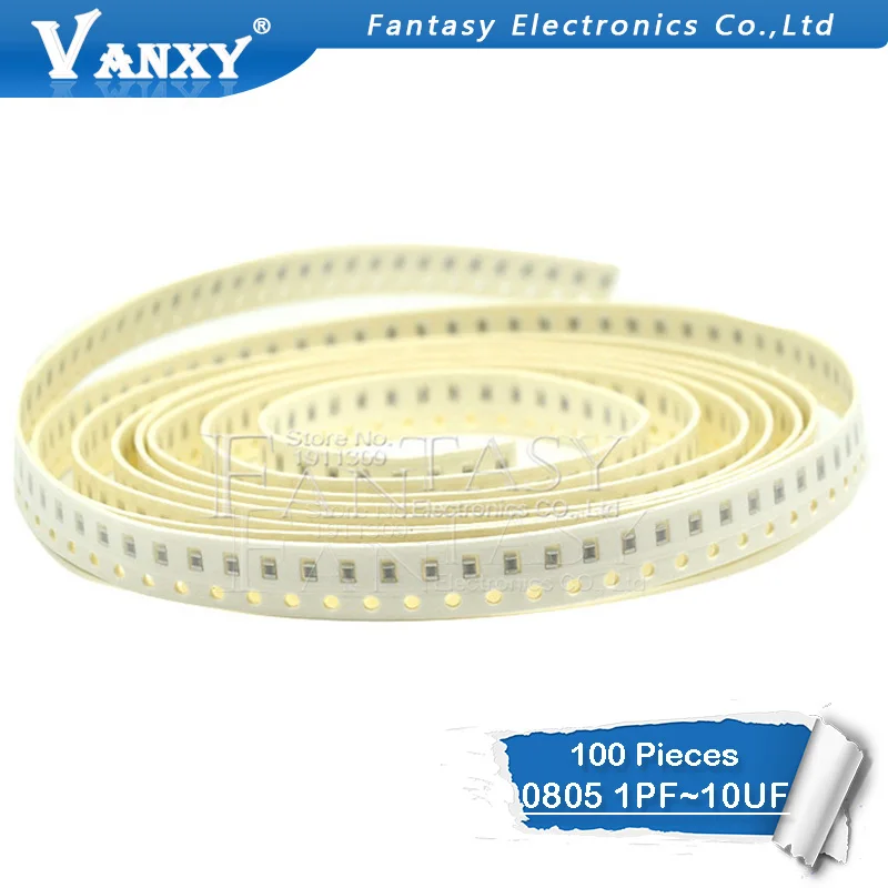 100 шт. 0805 smd конденсатор с алюминиевой крышкой Керамическая 1PF-10UF 20PF 220PF 330PF 680PF 4.7NF