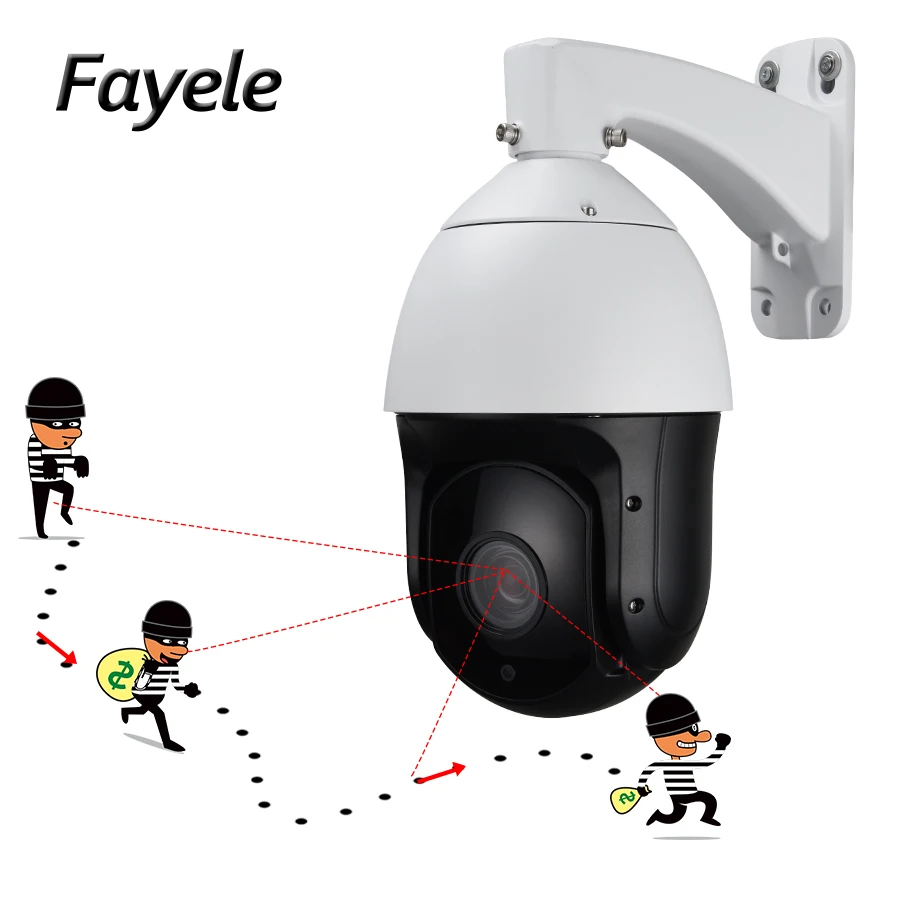 Наружная безопасность POE 1080P 2.0MP Автоматическое отслеживание PTZ камера Высокая